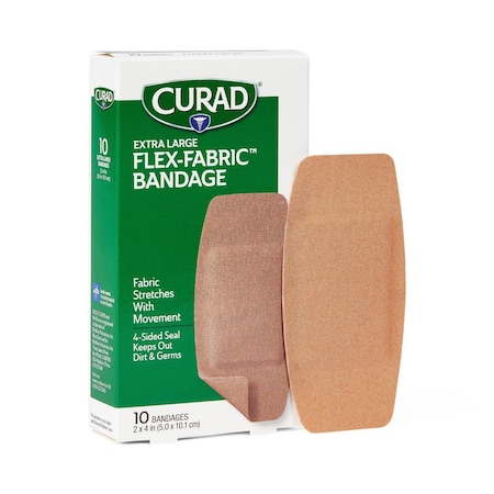 Medline CURAD Flex-Fabric Adhesive Bandages, Extra Large 2in x 4in Strips, 10/Box, 24PK CUR00727RBV1