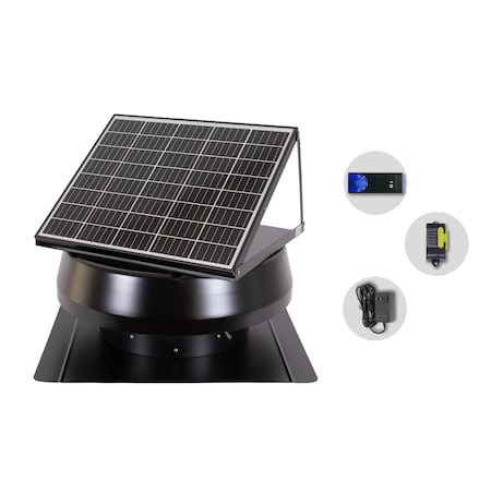 Iliving Black 14 in. HYBRID Smart Exhaust Solar Roof Attic Exhaust Fan, Cools up to 2000 sq ft. ILG8SF301A