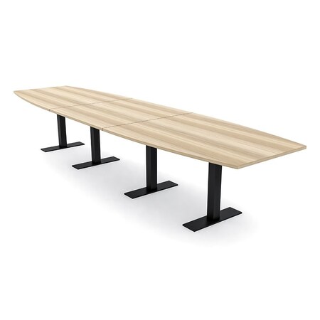 Skutchi Designs 16ft Boat Conference Table With Power | Harmony Series | 16 Person Meeting Room Table HAR-BOT-48X192-T.BK-K525-NA