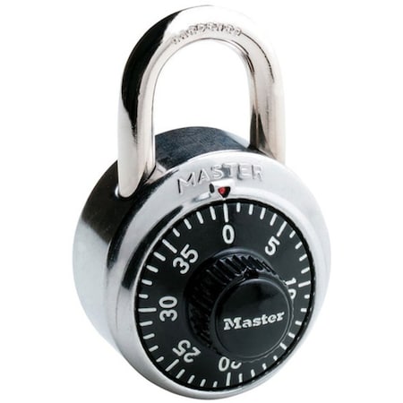 Master Lock Combination Padlock, Center, Black/Silver 1502