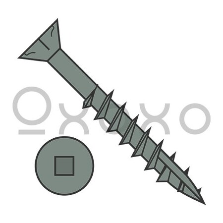 Oxoxo 10-8X3 1/2 Square Flat Nibs Deck Screw Type17 2/3 Thread Green Ceramic 1,200HR Salt Spray, 1000PK 571387