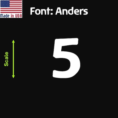Aacc Self-Adhesive Vinyl Number: 5, Size: 18 cm. Color: White Font: Anders, 4PK AACC-Anders-N5-White-M18x4
