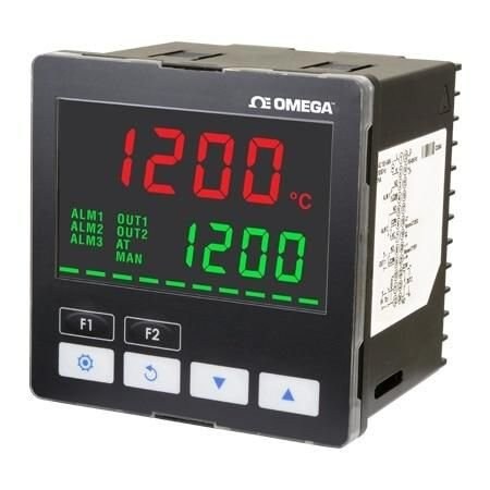 Omega Temperature/Process Controller, T/C, RTD, Analog V/I, 1 I/P, Linear V, 2 O/P, 1/4 DIN, AC, 3.5 Digi CN04D3-LR-2U-CM-AC
