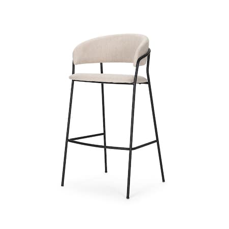 Homeroots 30" Cream and Black Fabric and Metal Bar Height Bar Chair 605928