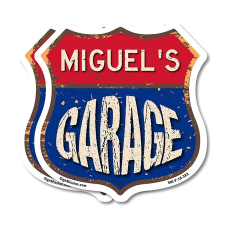Signmission Miguel's Garage, 18 inch X 18 inch, Plastic Sign, 2PK SHI-P-2PACK-18-383-MIGUEL