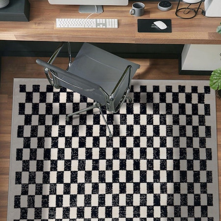 World Rug Gallery Contemporary Checkered Area Rug 4 ft x 6 ft Black WR102BLACK4X6