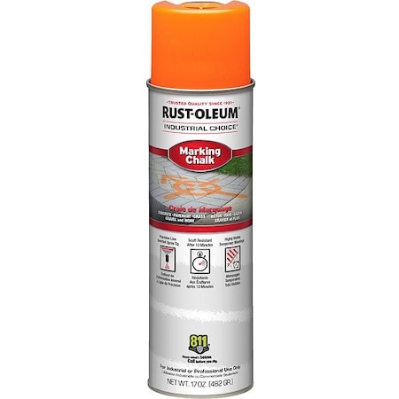 Rust-Oleum Inverted Marking Chalk Aerosol, 17 oz, APWA Orange, Water -Based 205233