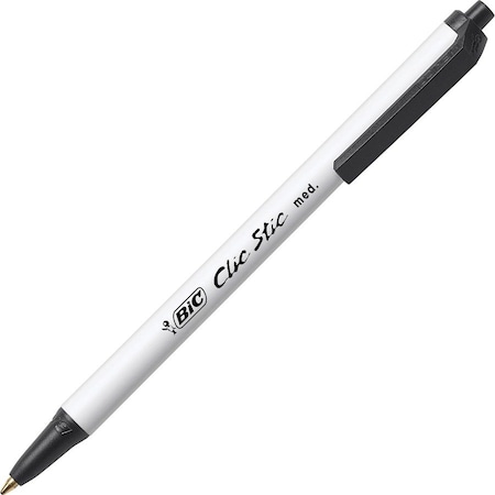 Bic Clic Stic Ballpoint Pen, Retractable, Black Ink, 60PK CSM60BK