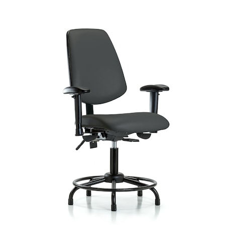 Blue Ridge Ergonomics Desk Chair Adjustable Arms, 18" to 23" Height, Vinyl, Charcoal BR-VDHCH-MB-RT-T0-A1-RG-8605