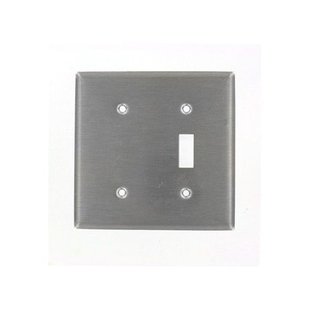 Leviton Combination Wallplate, Standard Size, Gang 2, Stainless Steel 84077-40