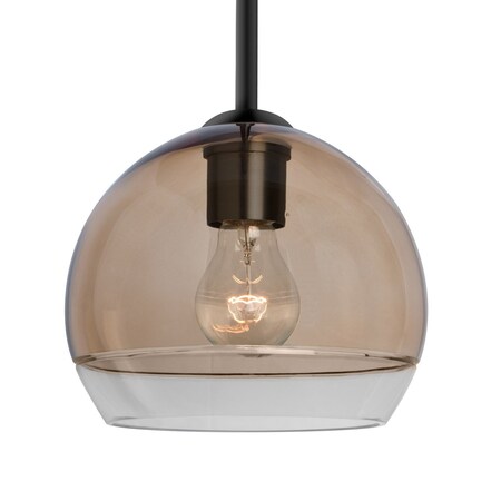 Besa Lighting Besa Ally 8 Stem Pendant, Smoke/Clear, Black Finish, 1x 60W MAX E26 Base 1TT-ALLY8SM-BK