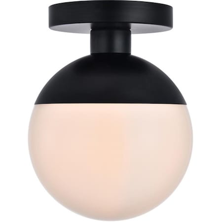 Living District Eclipse 1 Light Flush Mount Ceiling Light with Frosted White Glass, Black LD6050BK