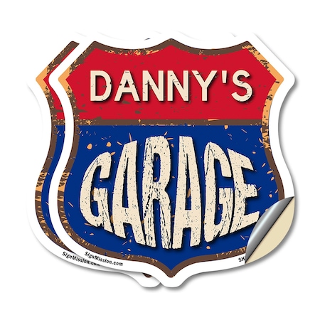 Signmission Danny's Garage, 12 inch X 12 inch, Vinyl Decal, 2PK SHI-D-2PACK-12-383-DANNY