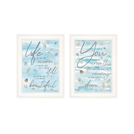 Homeroots Set Of Two Life Is White Framed Print Wall Art, 2PK 407936