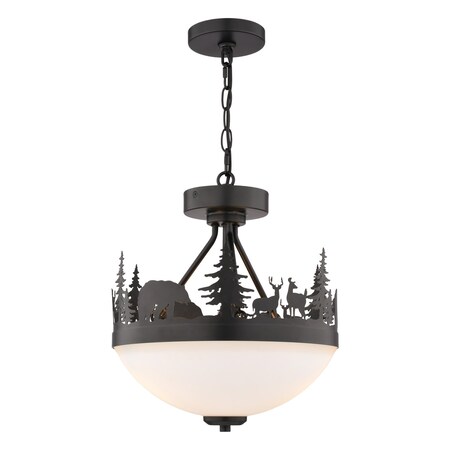 Vaxcel Acadia 6-Light Rustic Wildlife Chandelier, Bronze, LED Night Light, Forest Motif, 23.5-In. P0474