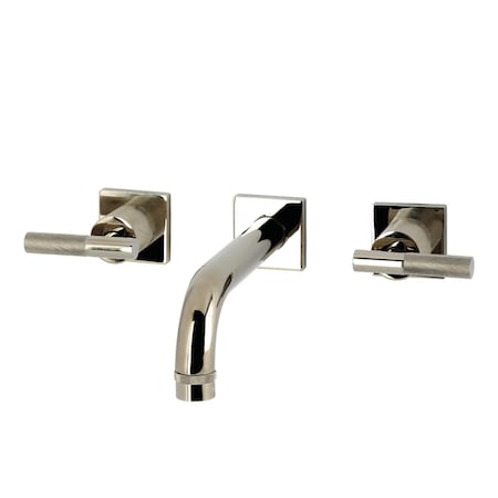 Kingston Brass Double-Handle Wall Mount Bathroom Faucet with Knurled Handle, Polished Nickel KS6126KNL