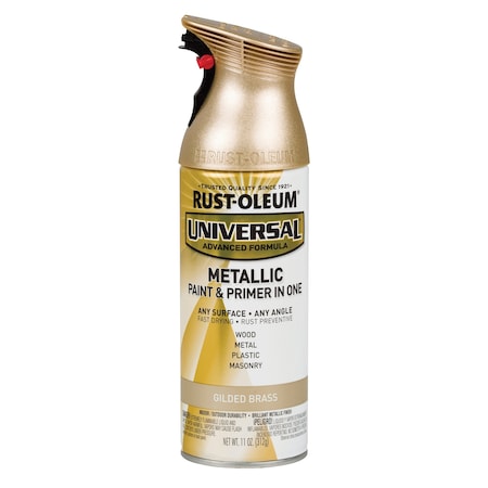 Rust-Oleum Spray Paint, Gilded Brass, Metallic, Solvent, 11 oz 330504