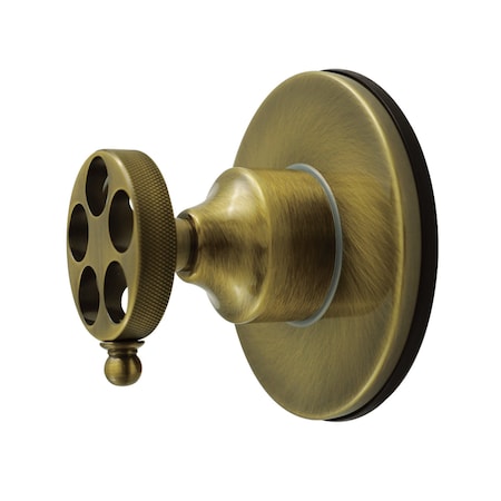 Kingston Brass Single-Handle Six-Way Diverter Valve with Knurled Handle and Round Trim Kit, Antique Brass KS4033RKZ