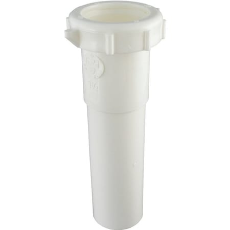 Plumb Pak Pipe Extension Tube, 1-1/2 in, 6 in L, Slip-Joint, PVC, White PP20552