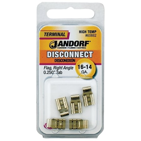 Jandorf Disconnect Terminal, 16 to 14 AWG Wire, Copper Contact, 5PK 60882