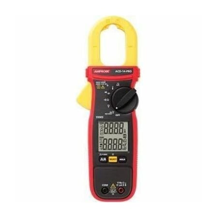 Amprobe Digital Clamp Meter, Dual LCD, 600 A, 1.1 in (28 mm) Jaw Capacity, CAT III 600V Safety Rating ACD-14-PRO