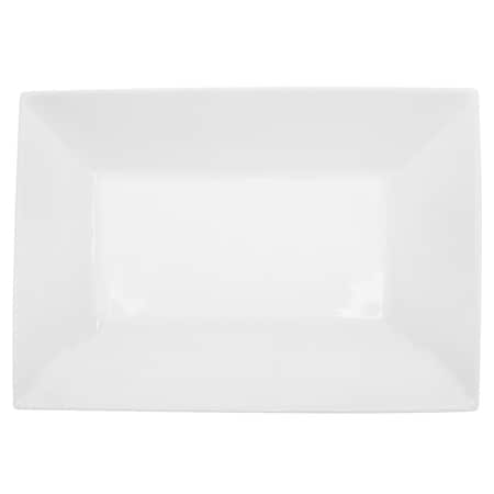 Cac Foodservice CAC China Kingsquare Porcelain Coupe Rectangular Platter, 11-3/4 in x 8-1/4 in, Super White, 12PK KSE-C13