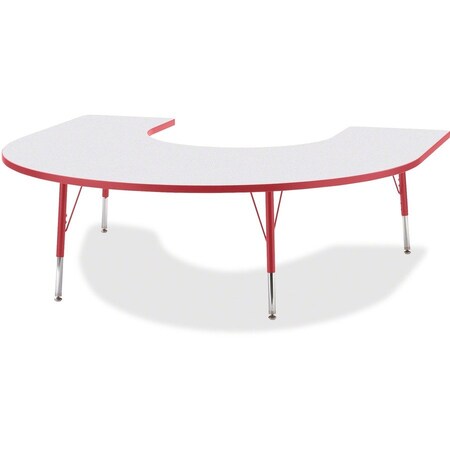 Jonti-Craft Berries Horseshoe Activity Table, 66 in. x 60 in., E-height, Freckled Gray/Red/Gray 6445JCE008