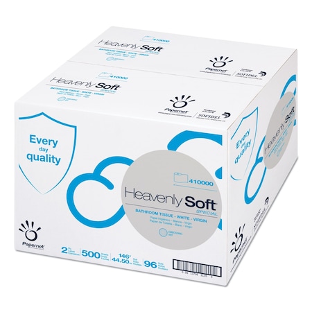 Papernet Heavenly Soft Toilet Tissue, Septic Safe, 2-Ply, White, 3.5in x 146 ft, 500 Sheets/Roll, 96PK 410000