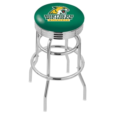 Holland Bar Stool Co 30" Chrome 2-Ring Northern Michigan Swivel Bar Stool, Accent Ring L7C3C30NorMic
