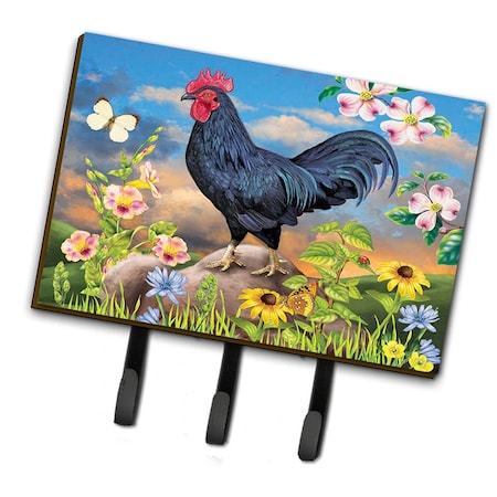 Carolines Treasures 6 x 2 x 9 in. Black Rooster Leash or Key Holder PRS4060TH68