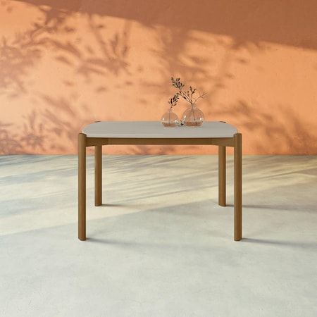 Manhattan Comfort Mid-Century Modern Gales 47.24 Dining Table with Solid Wood Legs in Greige DT-82901-OW