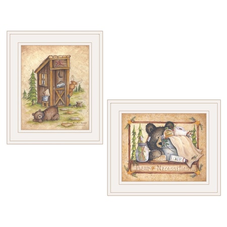 Set Of Two Bear or Still Waiting 1 White Framed Print Wall Art, 2PK