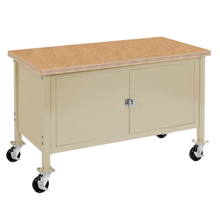 Global Industrial Mobile Cabinet Workbench - Shop Safety Edge, 60"W x 30"D, Tan 249221TN