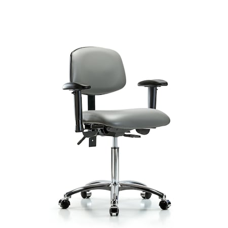 Blue Ridge Ergonomics Vinyl Chair, Vinyl, Adjustable Arms BR-VMBCH-CR-T0-A1-NF-CC-8840