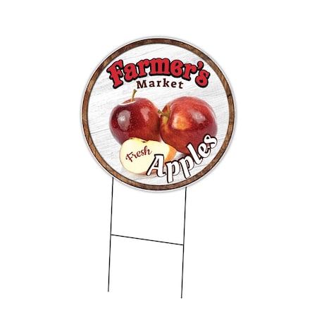 Signmission Farmers Market Apples Double Sided Corrugated Plastic Circle Yard Sign, C-24-CIR-DS-WS-Apples C-24-CIR-DS-WS-Apples