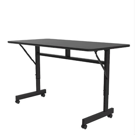 Correll Rectangle Econoline TFL Flip Top Table, 48 in W, 23 in to 31 in H, Particleboard Top, Black Granite FTM2448TF-07