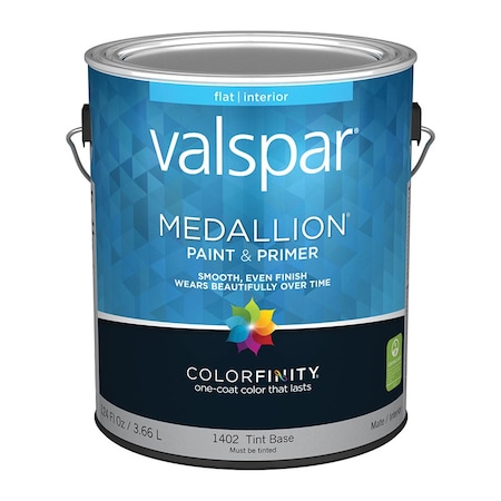 Valspar 1 Gal Paint 1402 Tint Base Medallion 100% Acrylic Interior Latex Paint & Primer, Flat 1402
