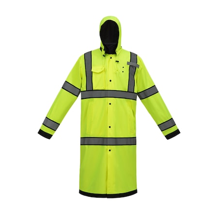 2W International High Viz Reversible Rain Coat, Large, Lime, Class 3 655RC-3