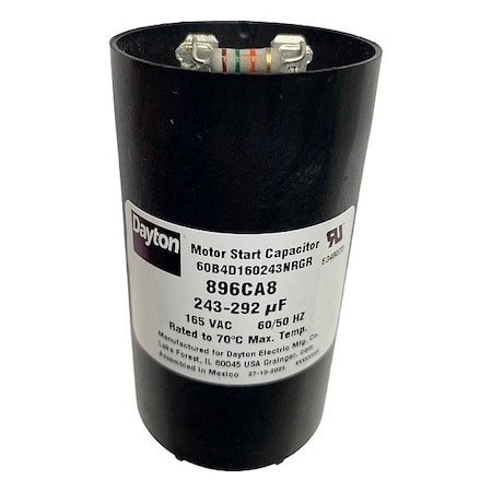 Dayton MotorStartCapacitorwithResistor, Round 896CA8