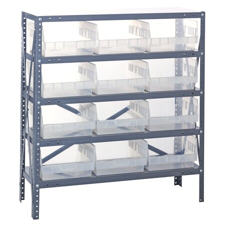 Quantum Storage Systems 5 SHELF OPEN UNIT W/12 BINS CLEAR 1839-210CL