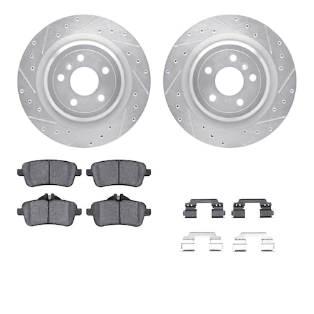 Dynamic Friction Co DFC Rotors-Drilled & Slotted-Silver w/ EURO 5000 Ceramic Brake Pads Incl Hdw 7612-63086