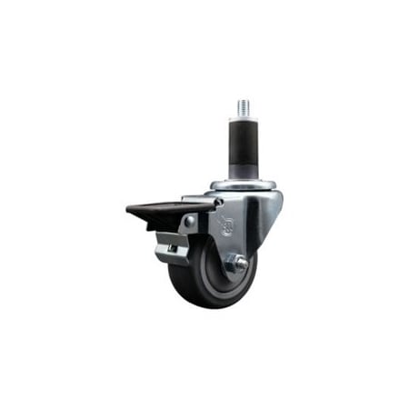 Service Caster 3'' Thermoplastic Rubber Swivel 1-1/4'' Expanding Stem Caster with Brake SCC-EX20S314-TPRB-PLB-114