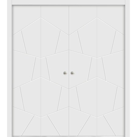Sartodoors Sliding Closet Double Bi-fold Doors Planum 0990 White Solid Core Modern Interior PLANUM0990DBF-BEM-72 x 84 (4* 18x84)