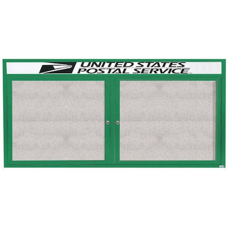 Aarco Outdoor Enclosed Bulletin Board w/ Al Frame Header, Powder Coated Green, Neutral 36''Hx72''W ODCC3672RHG