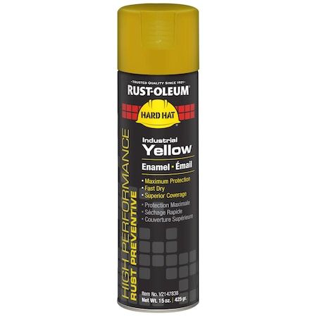 Rust-Oleum Rust Preventative Spray Paint, Industrial Yellow, Gloss, Solvent, 15 oz. V2147838