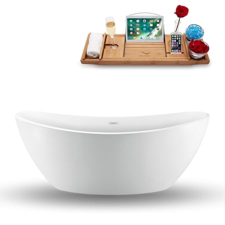 Streamline 74.8 in L, 35.4 in W, Glossy White, Acrylic, Center N-940-75FSWH-FM