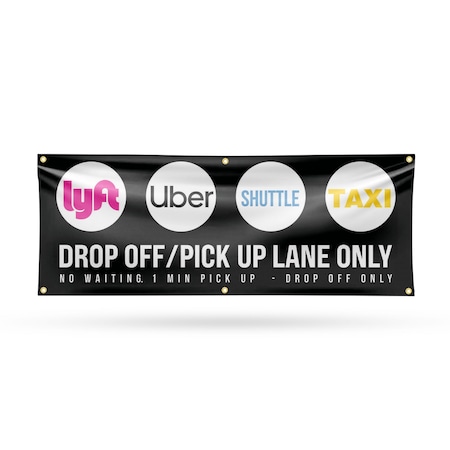 Signmission Drop Off Pick Up Lane Only, 24 Inch x 72 Inch, Vinyl Banner B-72-30550