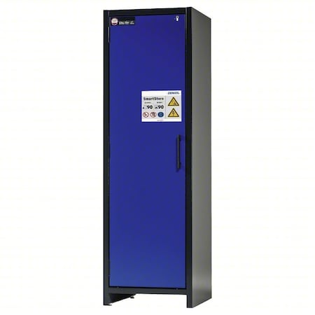 Denios Battery Storage Cabinet, 77 in H, 24 3/16 in W, 24 in D, Blue/Gray, 4 Shelves M31-8091