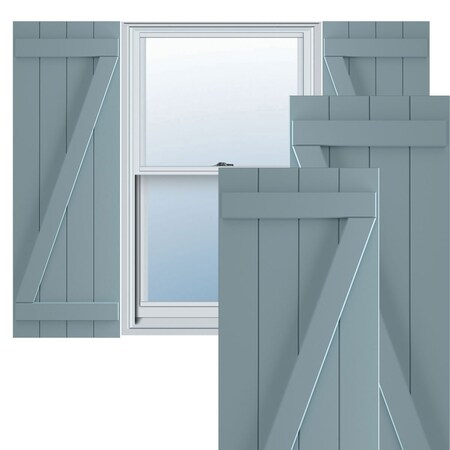 Ekena Millwork True Fit PVC Four Board Joined Board-n-Batten Shutters w/Z-Bar, Peaceful Blue , 21 1/2W x 38H, PR TFP102BBF21X038SB