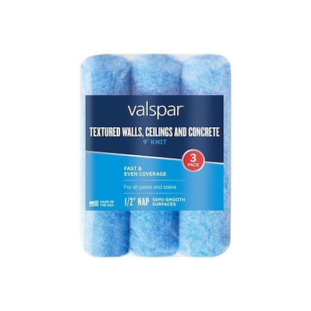 Valspar Paint Roller Cover, 1/2 in Thick Nap, 9 in L, Polyester Cover, 3PK 888972950